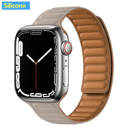 Leather Link For Apple Watch Band 45mm 41mm 44mm 40mm 49mm Original Magnetic Lo image 35