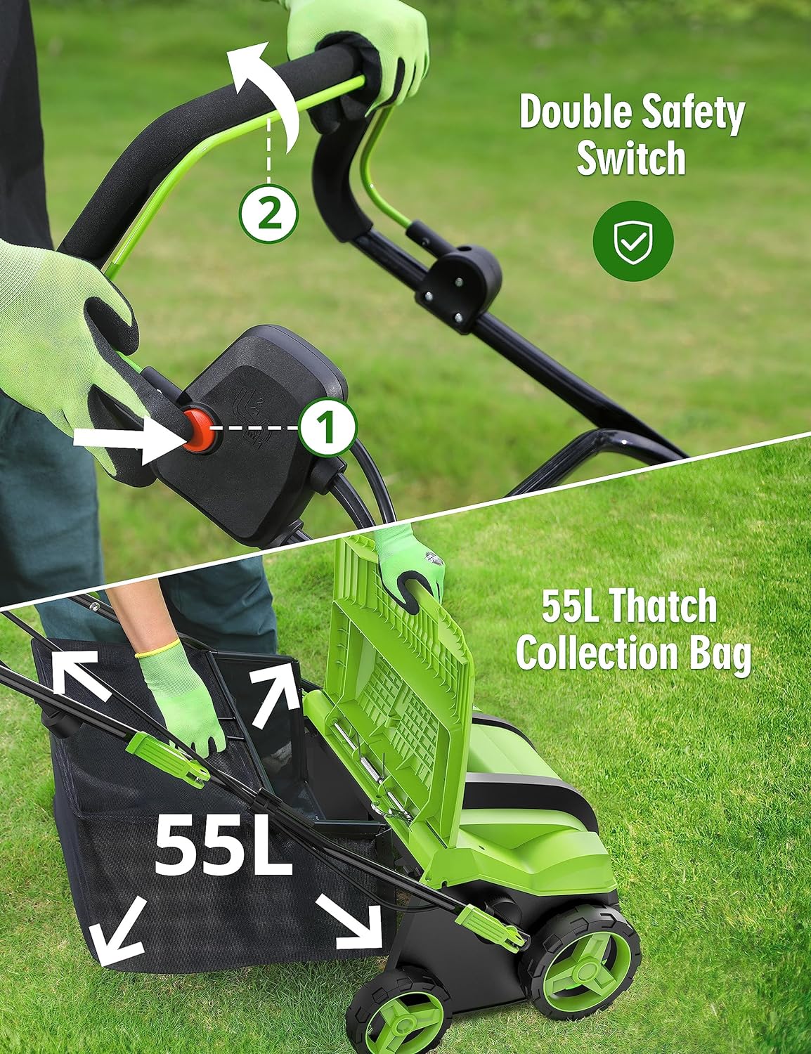 16 15 Amp Electric Dethatcher Scarifier, Lawn with 5-Position Depth Adjustment image 3