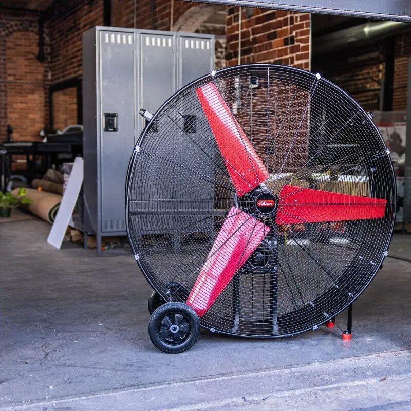 Hyper Tough 42 inch Commercial & Indrustrial Belt Drive Drum Fan Red & Black image 2