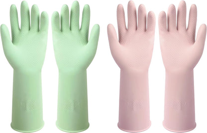 Dishwashing Rubber Gloves Reusable Kitchen Gloves 2Pairs Cleaning Gloves for Wa image 7