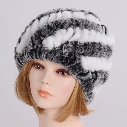 Lady Winter 100% Natural Real Rex Rabbit Fur Hat Women Soft Rex Rabbit Fur Cap  image 2
