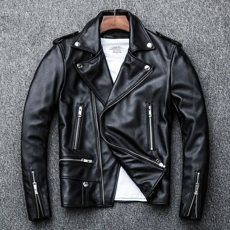 Spring Classical Suitableo Jacket Genuine Leather Motorcycle Jackets Men New Zea