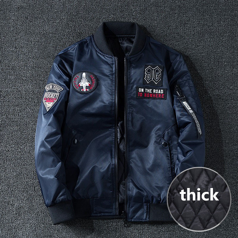 Winter Bomber Jacket Men Military Pilot Jacket Badge Fashion Double Side Wear M image 1