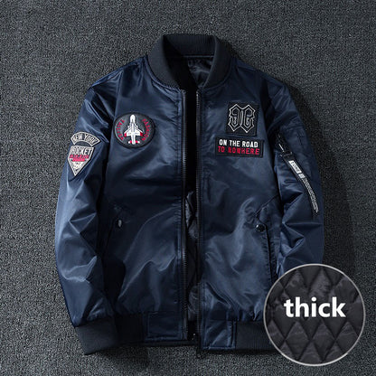 Winter Bomber Jacket Men Military Pilot Jacket Badge Fashion Double Side Wear M image 1