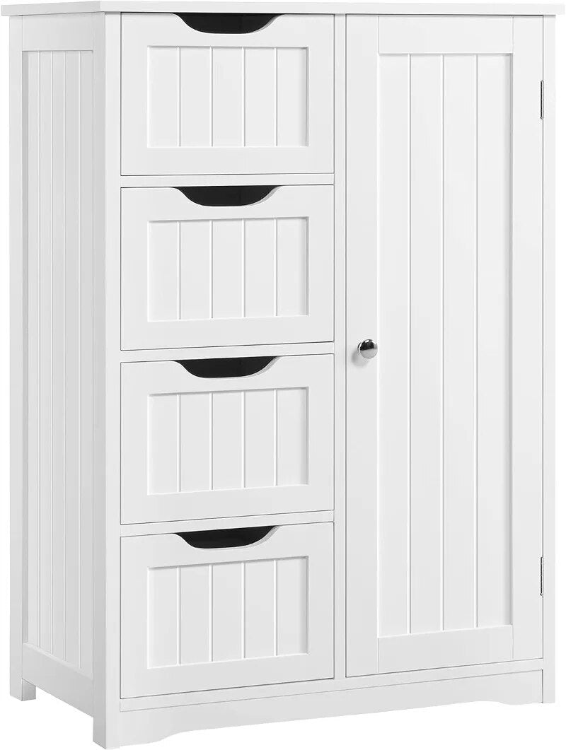 Side Storage Organizer with 4 Drawers and 1 Cupboard, Freestanding Entryway Sto image 7