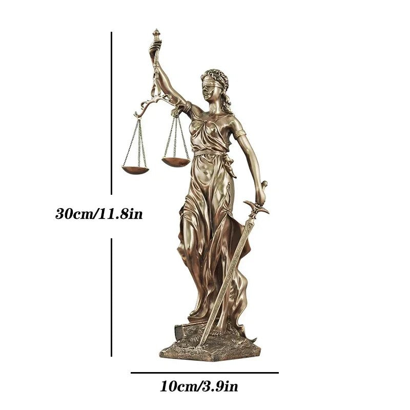 ERMAKOVA European Antique Bronze Greek Justice Goddess Statue Fair Angels Resin image 2