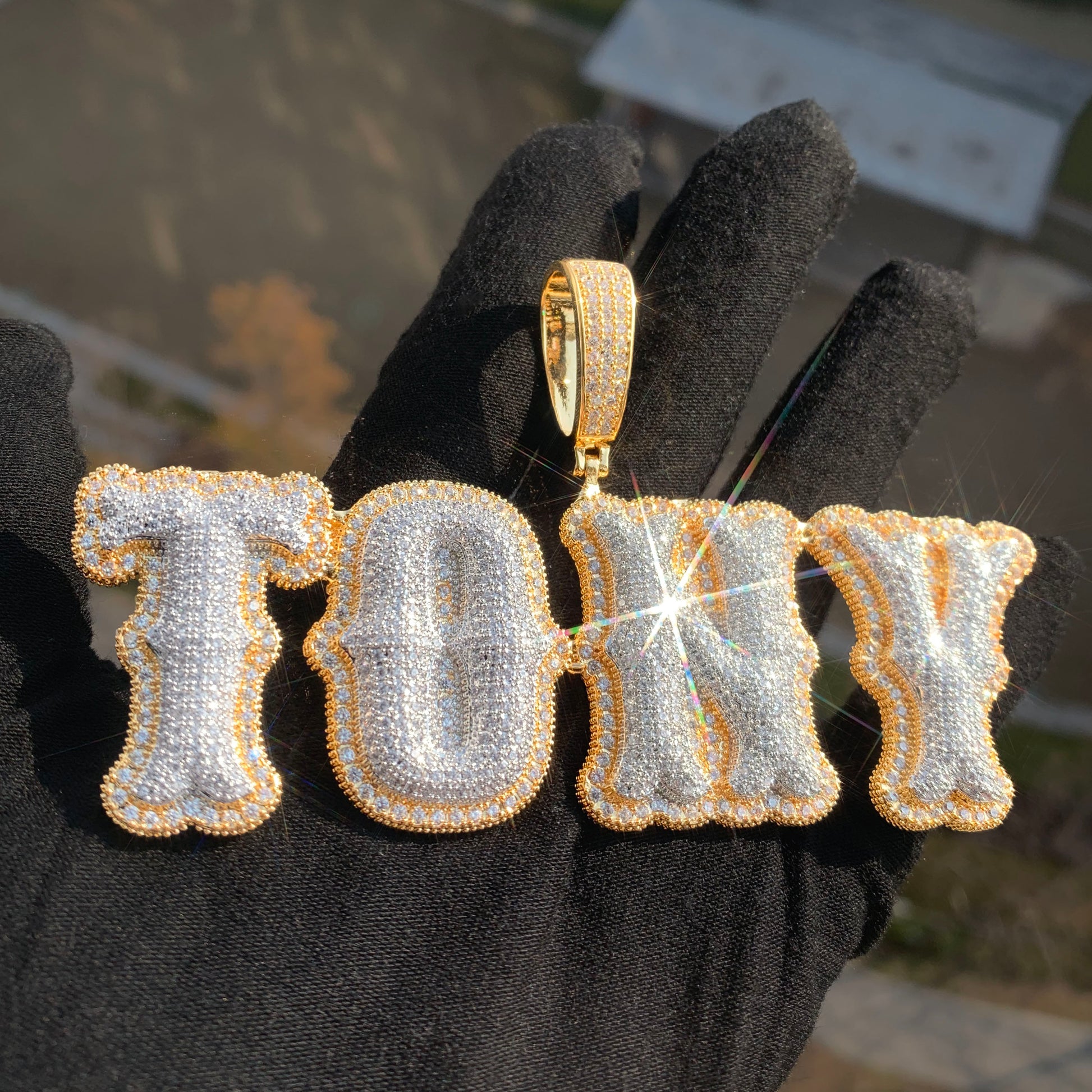 CUC NEW Custom Double Letter Name Pendant With Iced Out Zirconia Gold Silver Co image 5