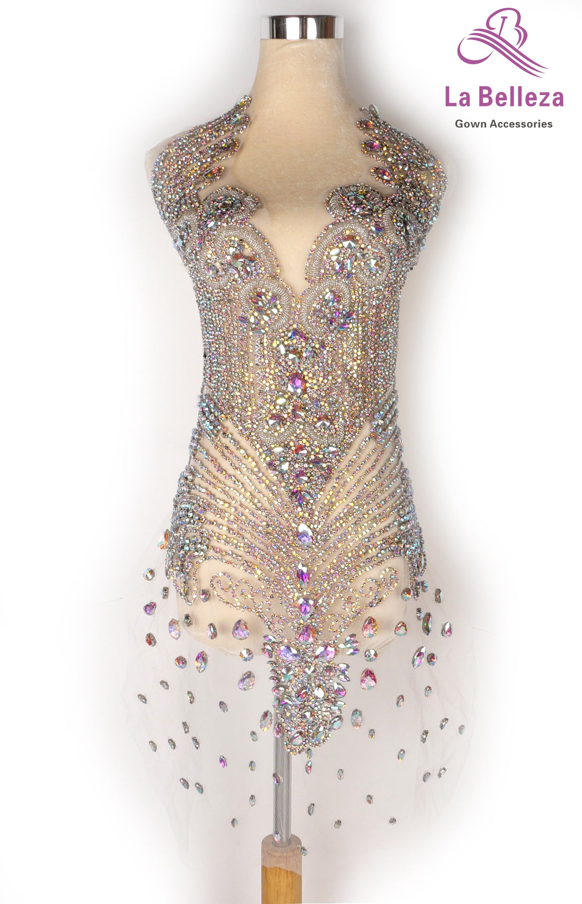 La Belleza black AB  rose gold silver Red crystal rhinestone long rich bodice a image 10