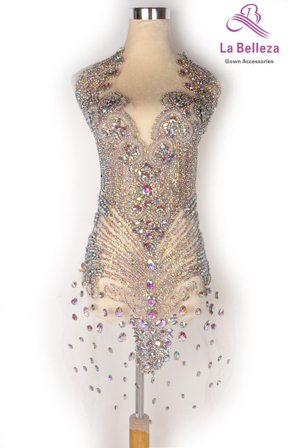 La Belleza black AB  rose gold silver Red crystal rhinestone long rich bodice a image 10