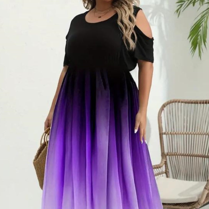 Women Fashion Summer Casual Off Shoulder Short Sleeve Dress Women Fashion E