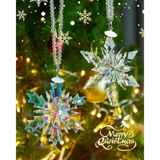 Snowflake OrnaMen'sts, 2 Packs 4" Snowflake Crystal Christmas OrnaMen'sts, Christmas