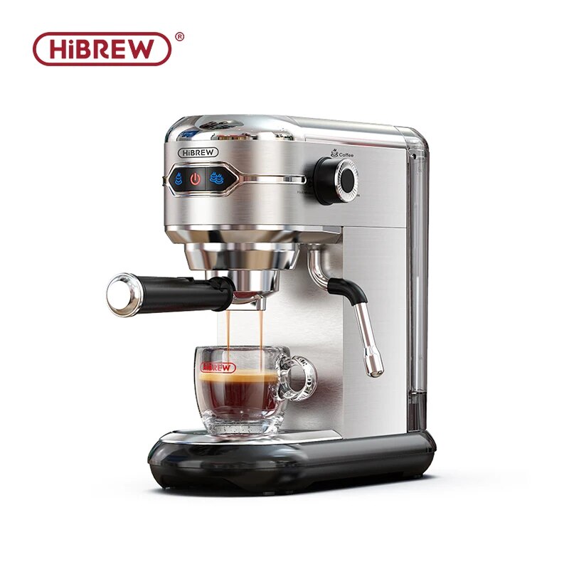 HiBREW Coffee Maker Cafetera 19 Bar Inox Semi Automatic  Slim ESE POD& Pow