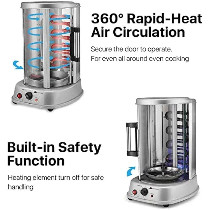 Vertical Rotisserie Oven Grill - Countertop Shawarma Machine Kebab Electric Coo image 0