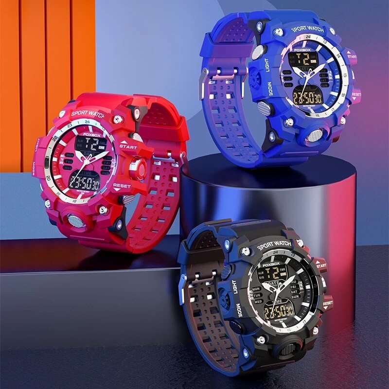 New Men Watch Dual Time LED Digital Watch for Men Waterproof Chronograph Quartz image 8