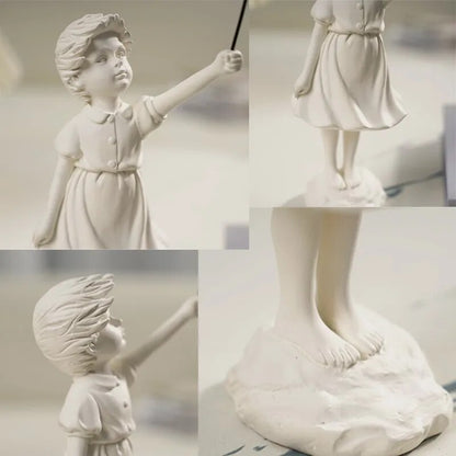 Flying Heart Banksy Balloon Girl Figurine Modern Resin Art Sculpture Craft Home image 7