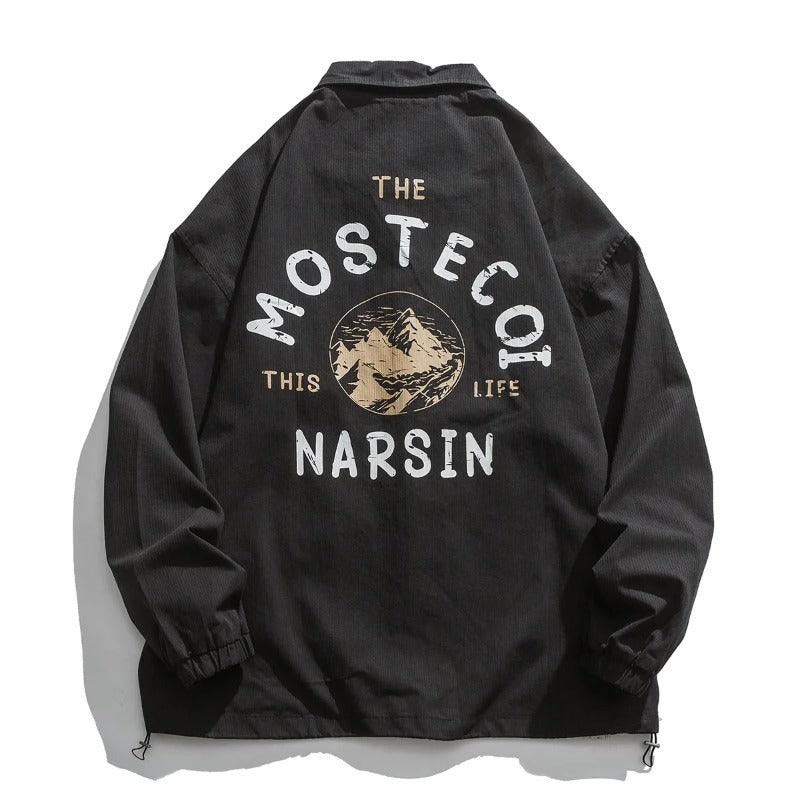 Japanese Retro Zipper Bomber Jacket Men Harajuku Pilot Vintage Streetwear Lette image 6