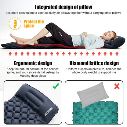 Outdoor Camping Inflatable Mattress Sleeping Pad With Pillows Ultralight Air Ma image 10