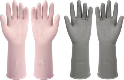 Dishwashing Rubber Gloves Reusable Kitchen Gloves 2Pairs Cleaning Gloves for Wa image 2