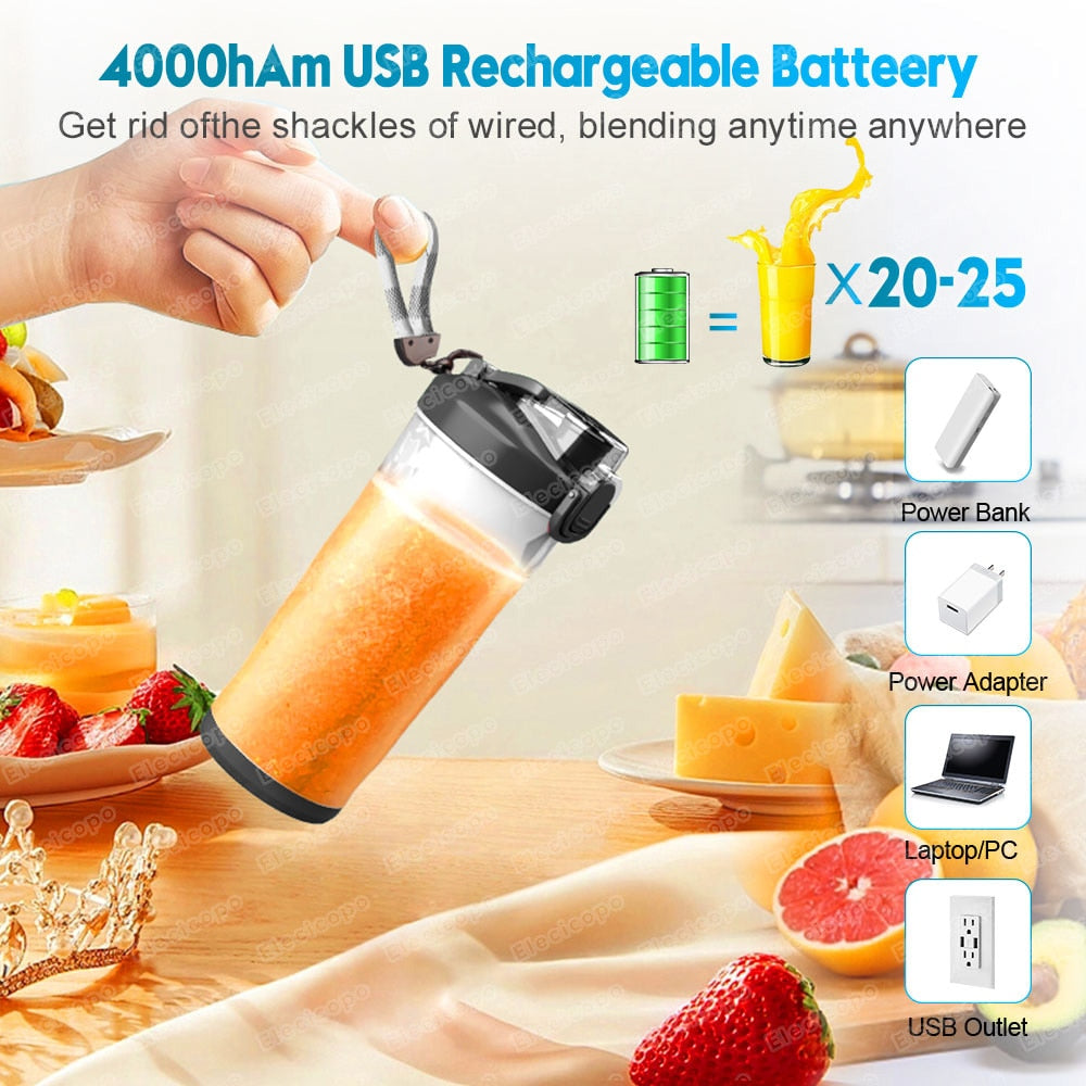 Portable Electric Juicer Fruit Mixers 600ML Blender with 4000mAh USB Rechargeab image 11