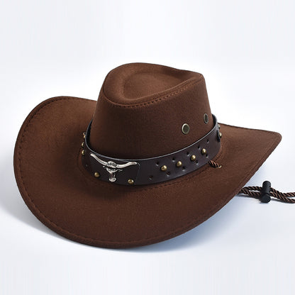 New Artificial Suede Western Cowboy Hats Vintage Big-edge Gentleman Cowgirl Jaz image 4