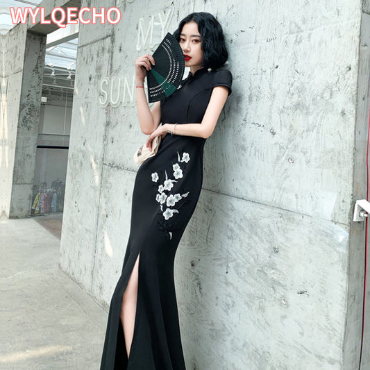 2024 Ao Dai Dress Vietnam Traditional Dress High Slit Mermaid Chinese Dress Qip