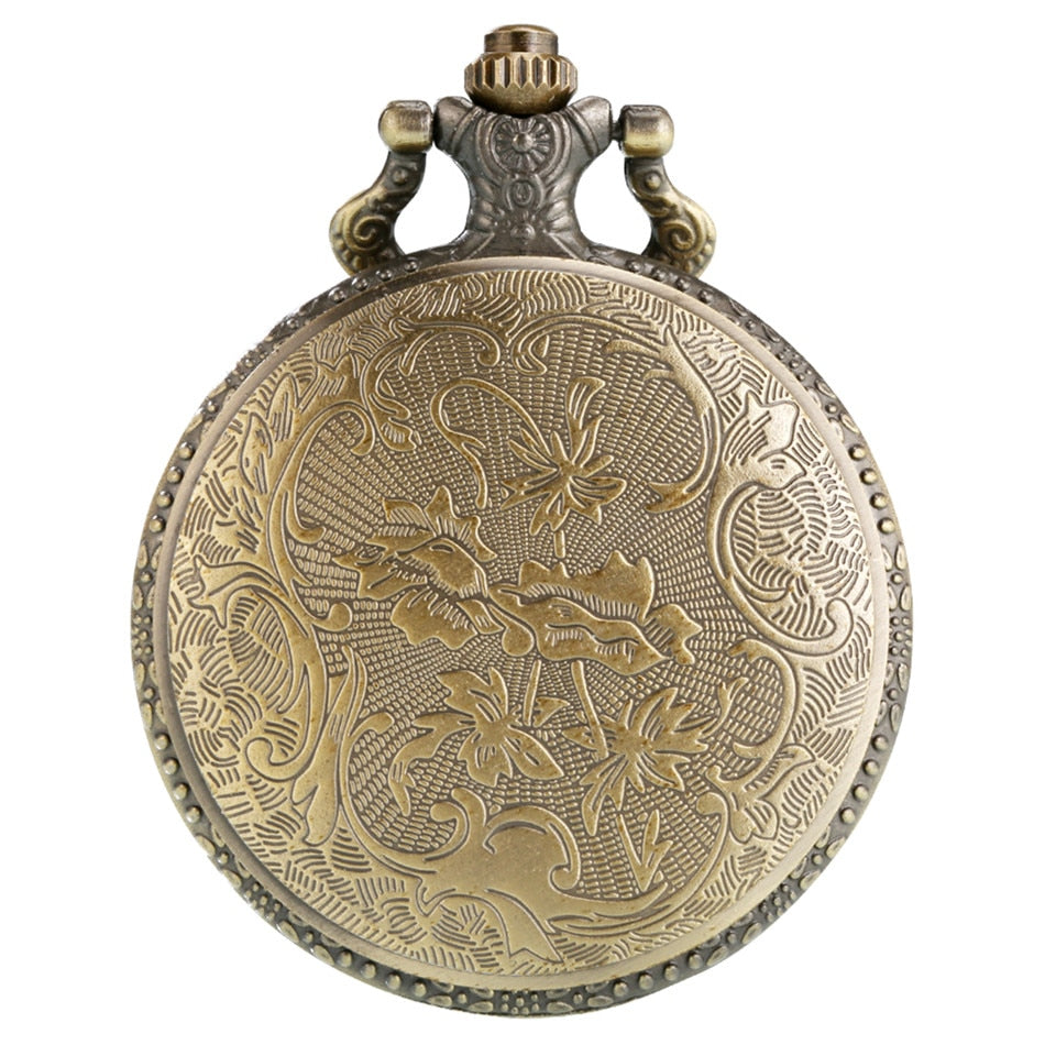 Vintage bronze late sleeping man necklace Quartz pocket watch clock chain Men w image 5