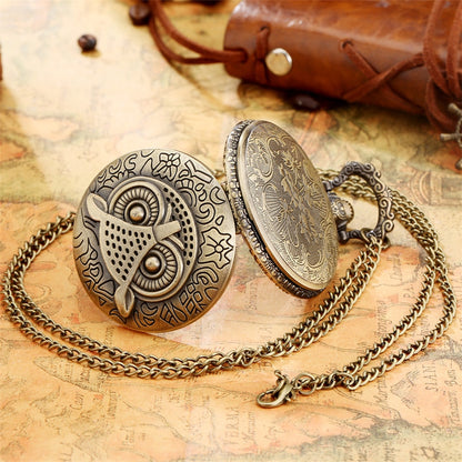 Vintage bronze late sleeping man necklace Quartz pocket watch clock chain Men w image 4