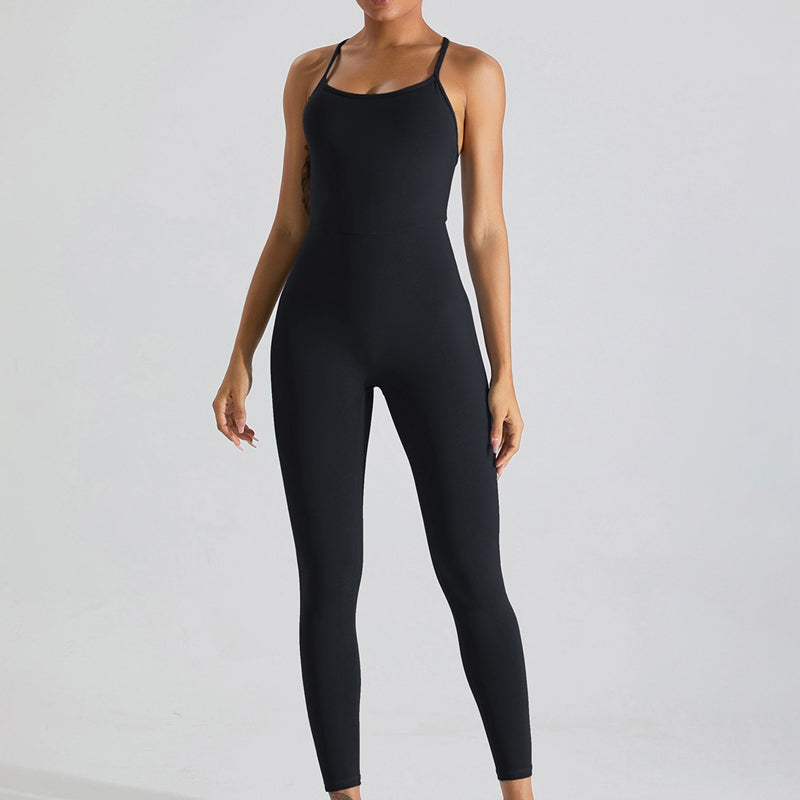 Women's yoga sportswear High elasticity jumpsuit tight fitting clothing Cross b image 7