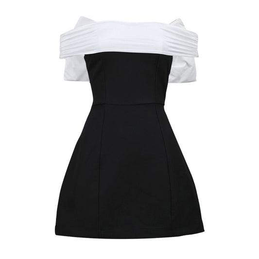 Tie Bow Mini Dress Women Fashion Off Shoulder High Waist Sleeveless Y2k Dress S