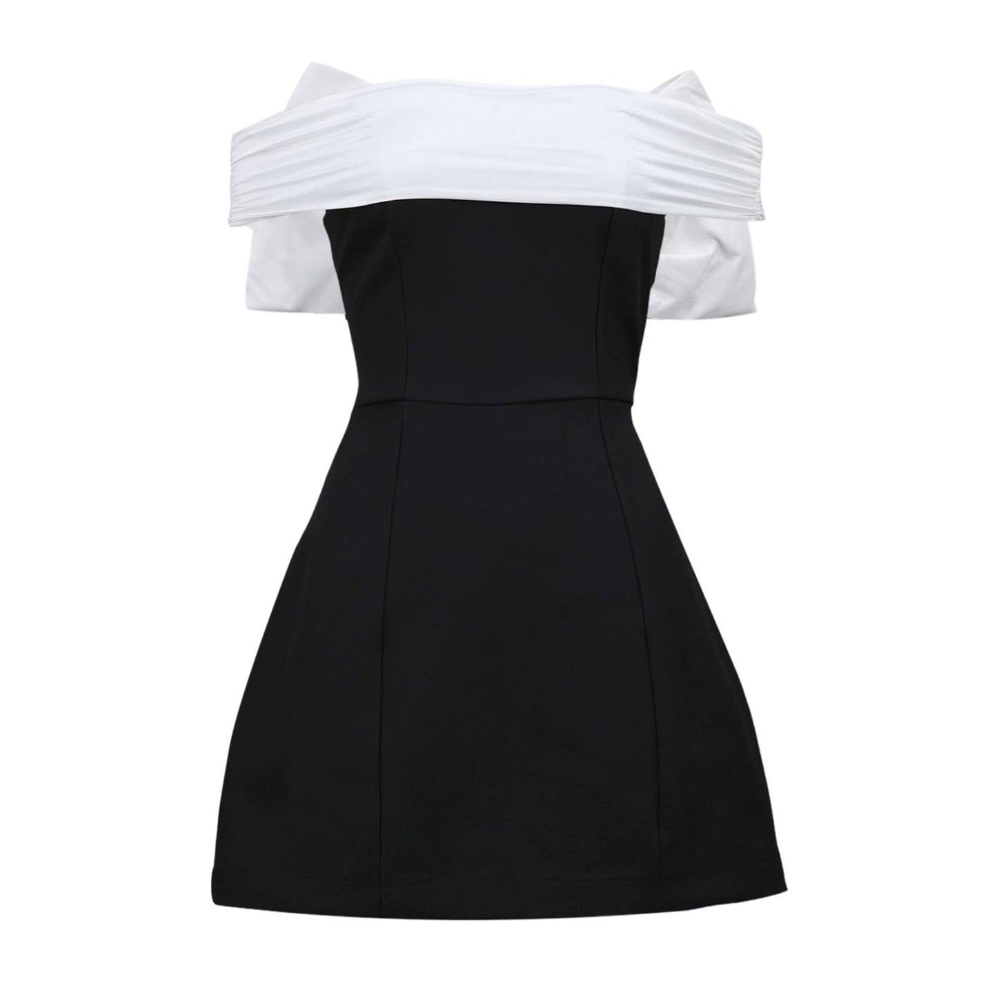 Tie Bow Mini Dress Women Fashion Off Shoulder High Waist Sleeveless Dress S