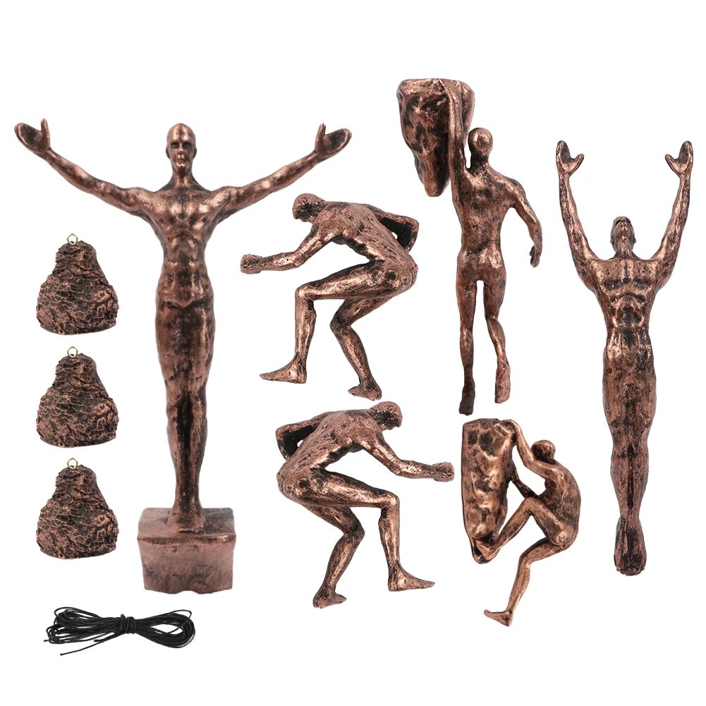 6pcs/set Industrial Style Climbing Man Resin Wall Hanging Decoration Sculpture image 1