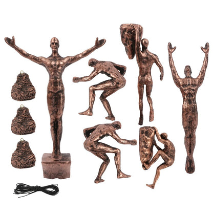 6pcs/set Industrial Style Climbing Man Resin Wall Hanging Decoration Sculpture image 1