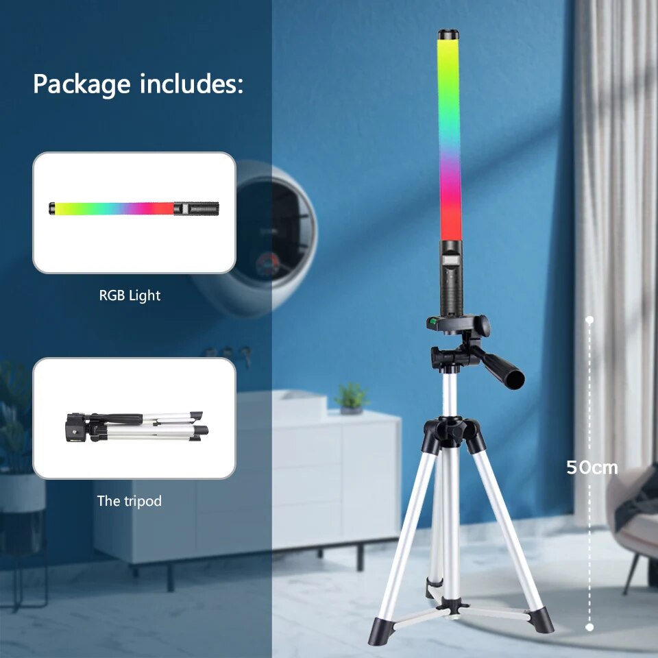 RGB Light Stick Wand With Tripod Stand Party Colorful LED Lamp Fill Light Handh image 7