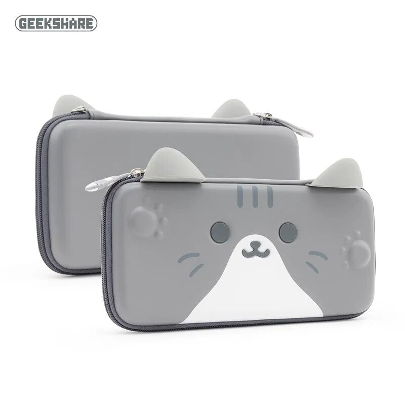 GeekShare Cute Cats Ears Portable Case For Nintendo Switch And Lite Gray 3D Ear image 4