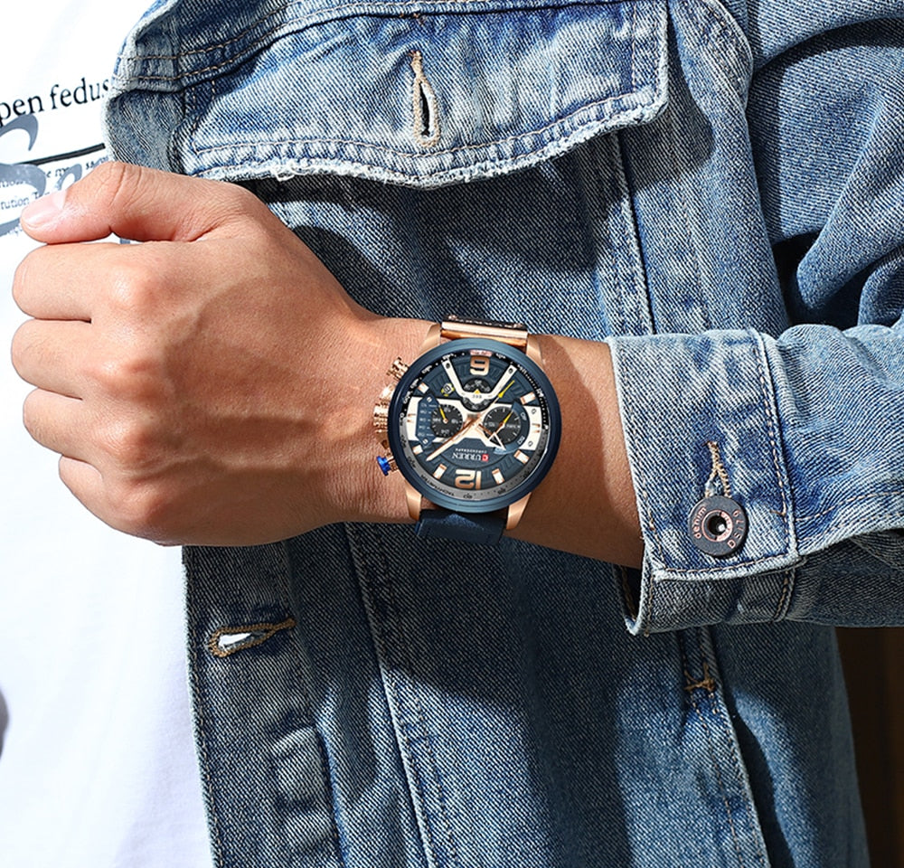 CURREN Casual Sport Watches for Men Top Brand Luxury Military Leather Wrist Wat image 11