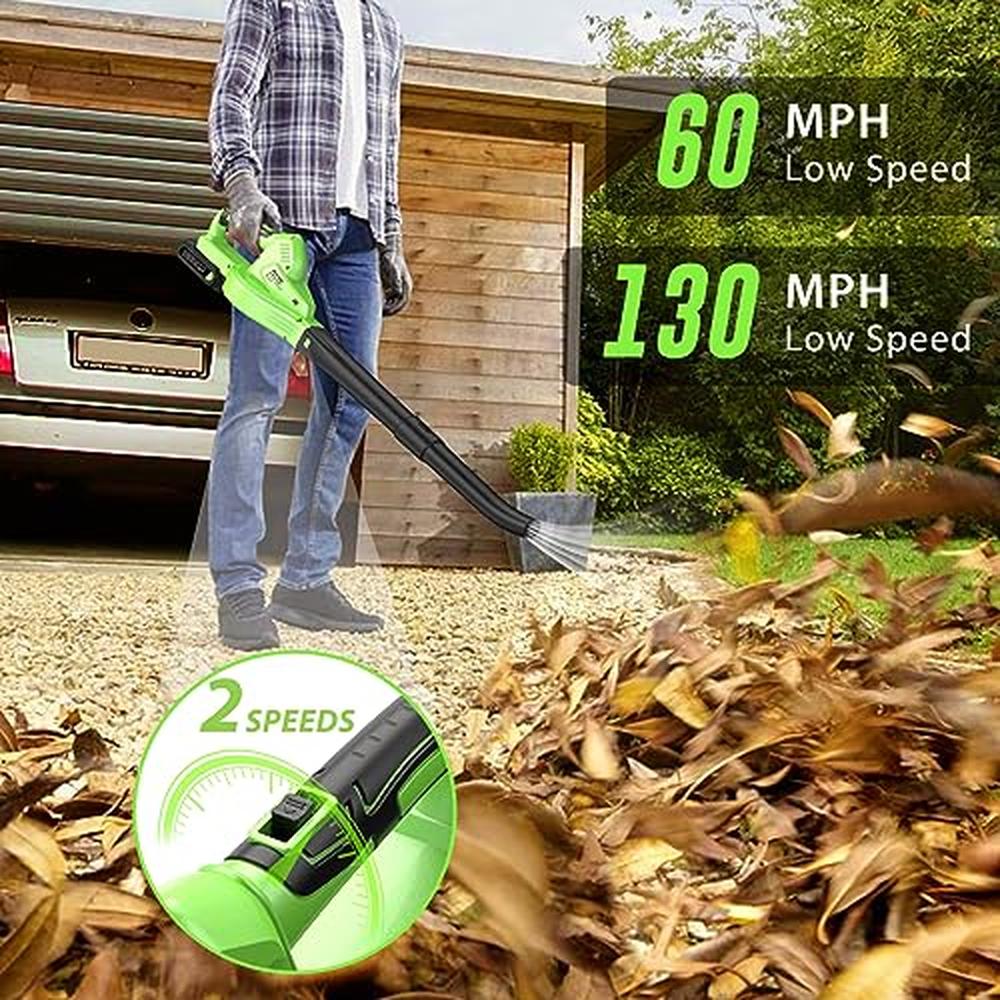 Cordless Lightweight Electric Leaf Blower 20V Small Handheld Blower with 2 Batt image 5