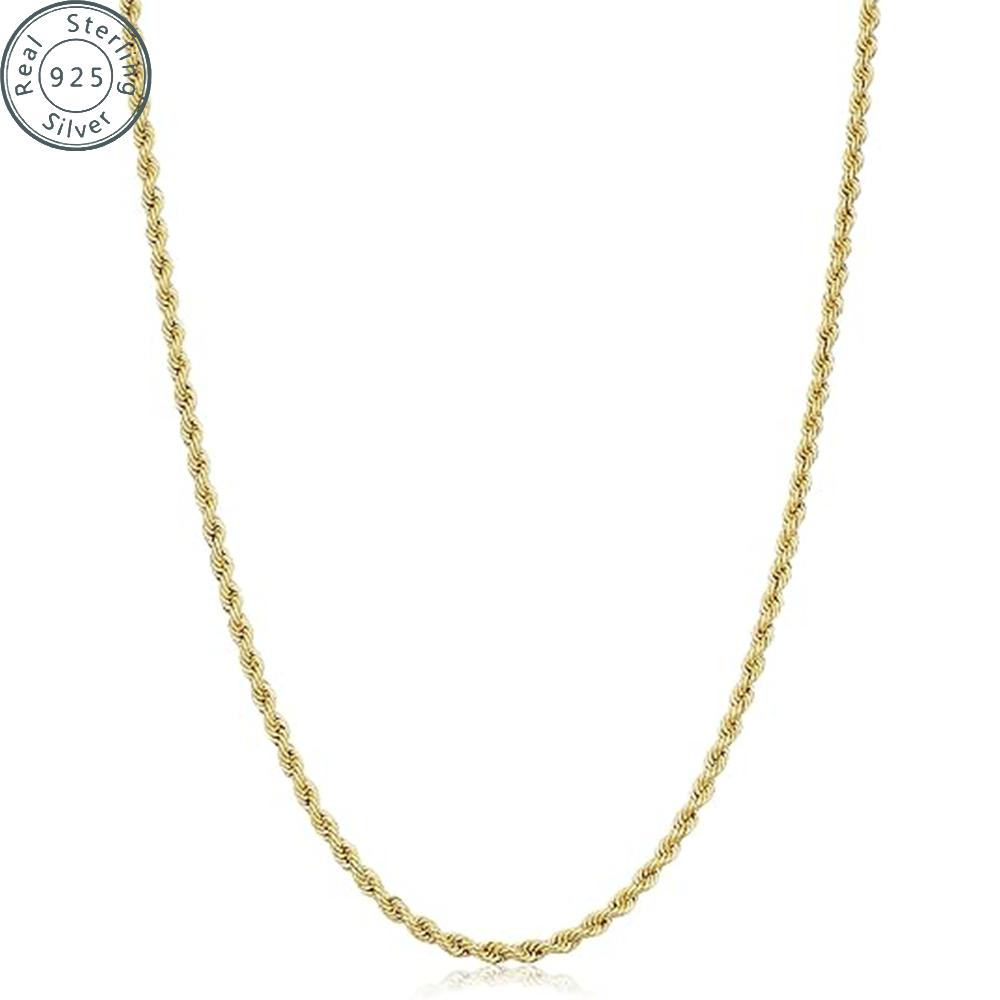 2Â¯3Â¯5mm Gold Rope Chain for Men & Women 18k Real Gold Plated Diamond Cut Gold N image 1