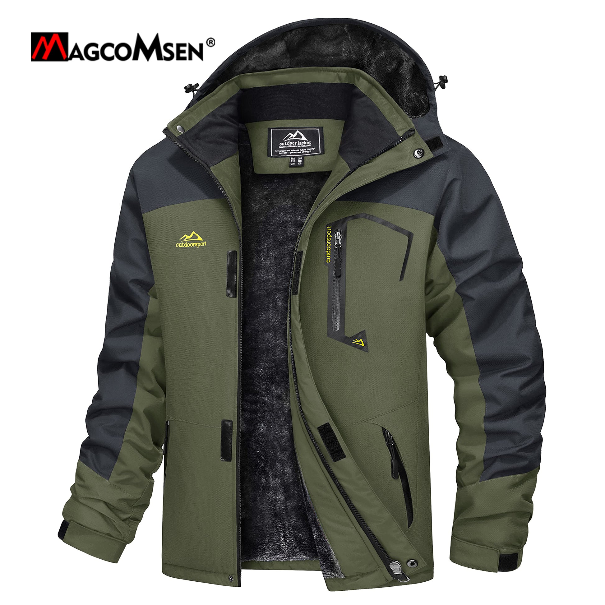 MAGCOMSEN Men's Hooded Fleece Ski Jacket Waterproof Thermal Thick Warm Parka Co image 18