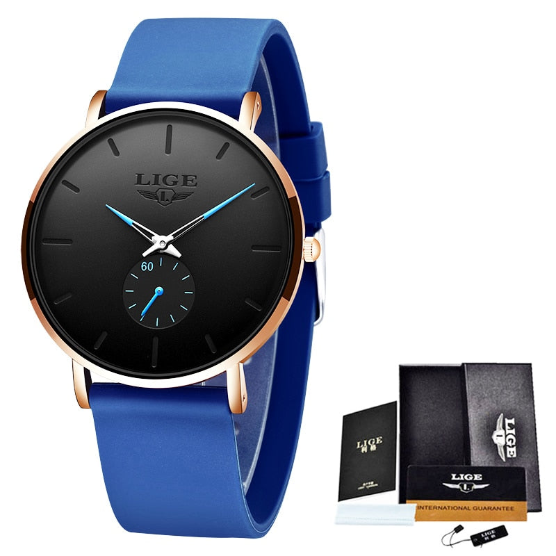 LIGE New Fashion Mens Watches Top Brand Luxury Sport Waterproof Simple Ultra-Th image 5