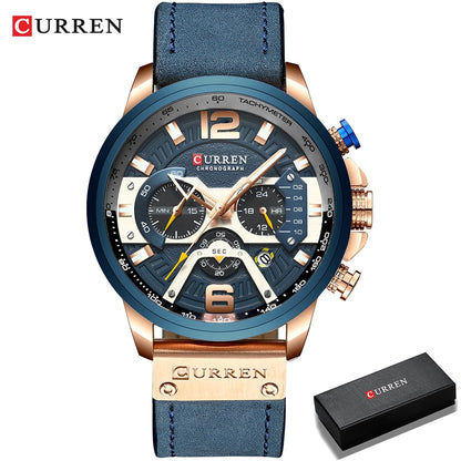 CURREN Casual Sport Watches for Men Top Brand Luxury Military Leather Wrist Wat image 1