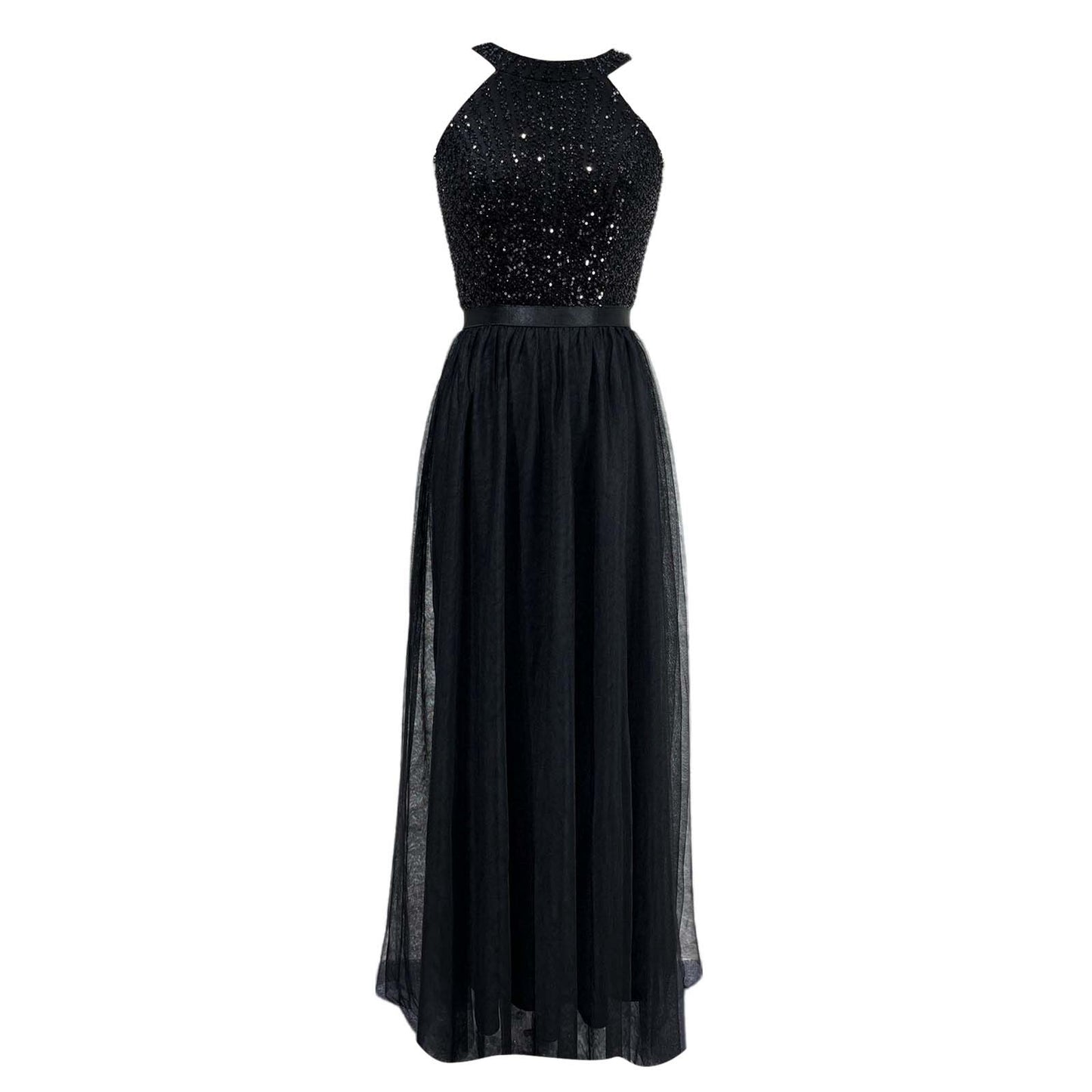 Elegant Halter Long Bridesmaid Dresses A-line Lace Sleeveless Wedding Party Eve image 8