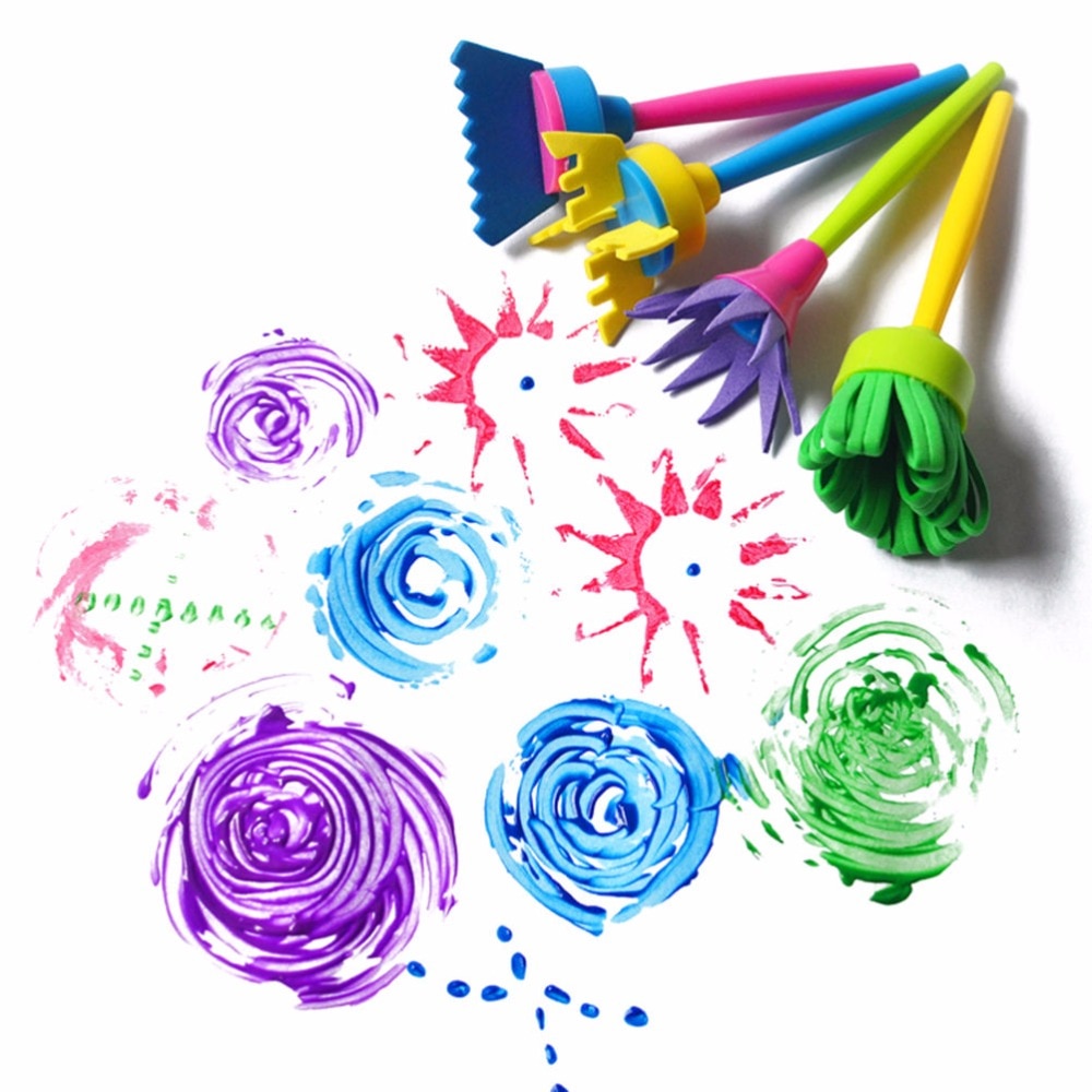 DIY Flower Graffiti Sponge Art Supplies Brushes Seal Painting Tools Funny Drawi image 0