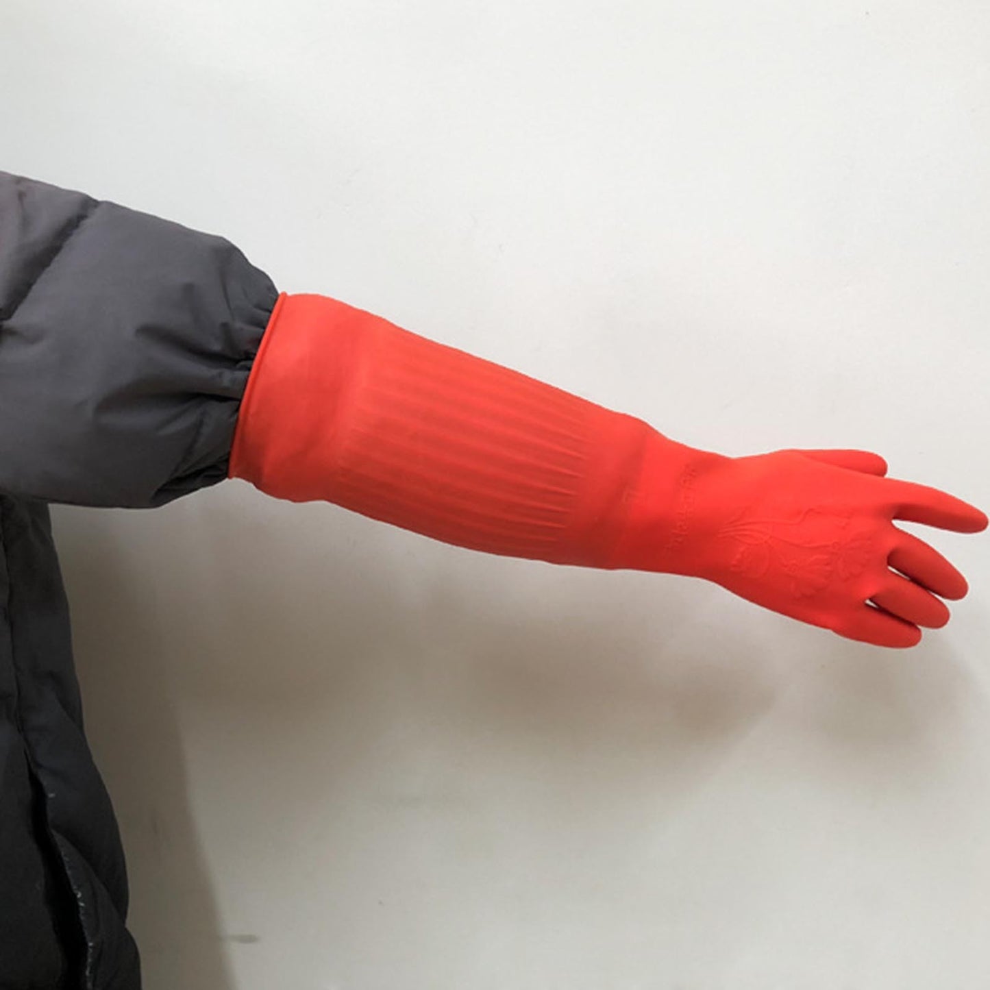 1 Pair S/M/L Red Flexible Rubber Clean Gloves Dish Washing Long Home Bathroom C image 14