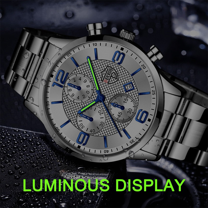 Luxury Mens Sports Casual Watches For Men Fashion Stainless Steel Calendar Quar image 9