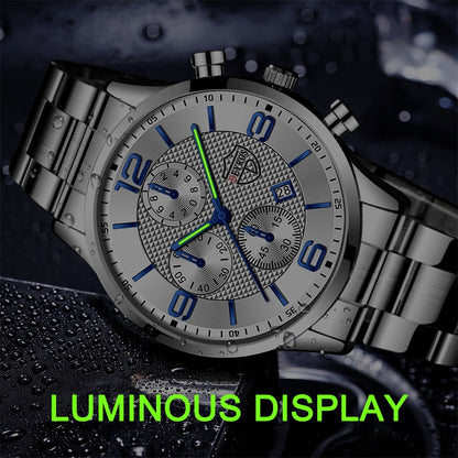 Luxury Mens Sports Casual Watches For Men Fashion Stainless Steel Calendar Quar image 9