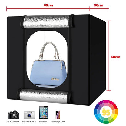 Yizhestudio 60cm Photo Studio Box Led Lightroom Dimmable Folding Softbox Light image 2