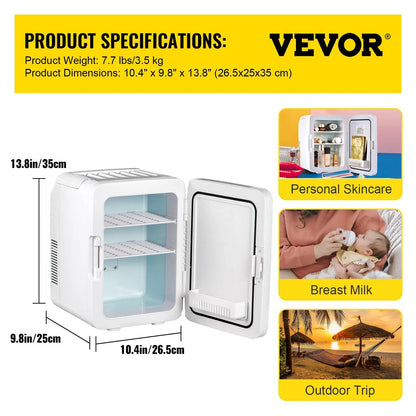 VEVOR 10L Mini Fridge Car Refrigerator Portable zer Cooler and Warmer Stori