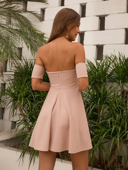 Angel-fashions Women's Off Shoulder Bustier Fit & Flare A-Line Short Dress Prom image 2