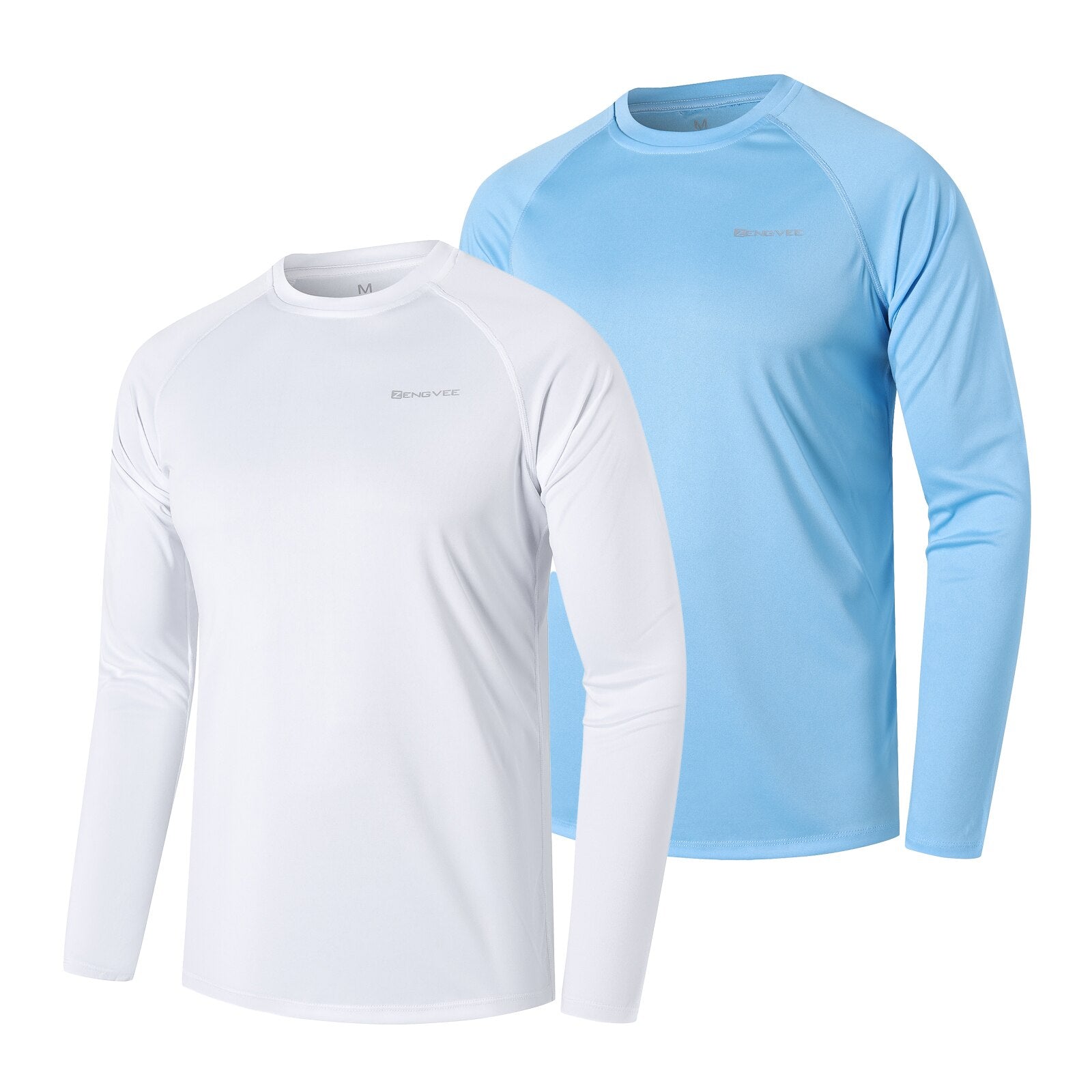 ZengVee 2 Pack Men's Long Sleeve UPF 50+ Rash Guards Diving UV Protection Loose image 1