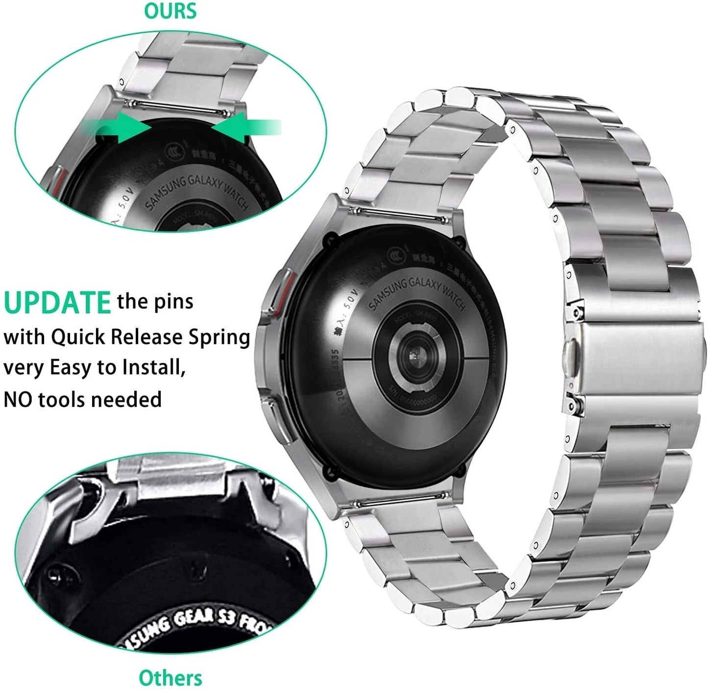 No Gaps Stainless Steel Strap For Samsung Galaxy Watch 6 4 5 40mm 44mm 6 Classi image 2